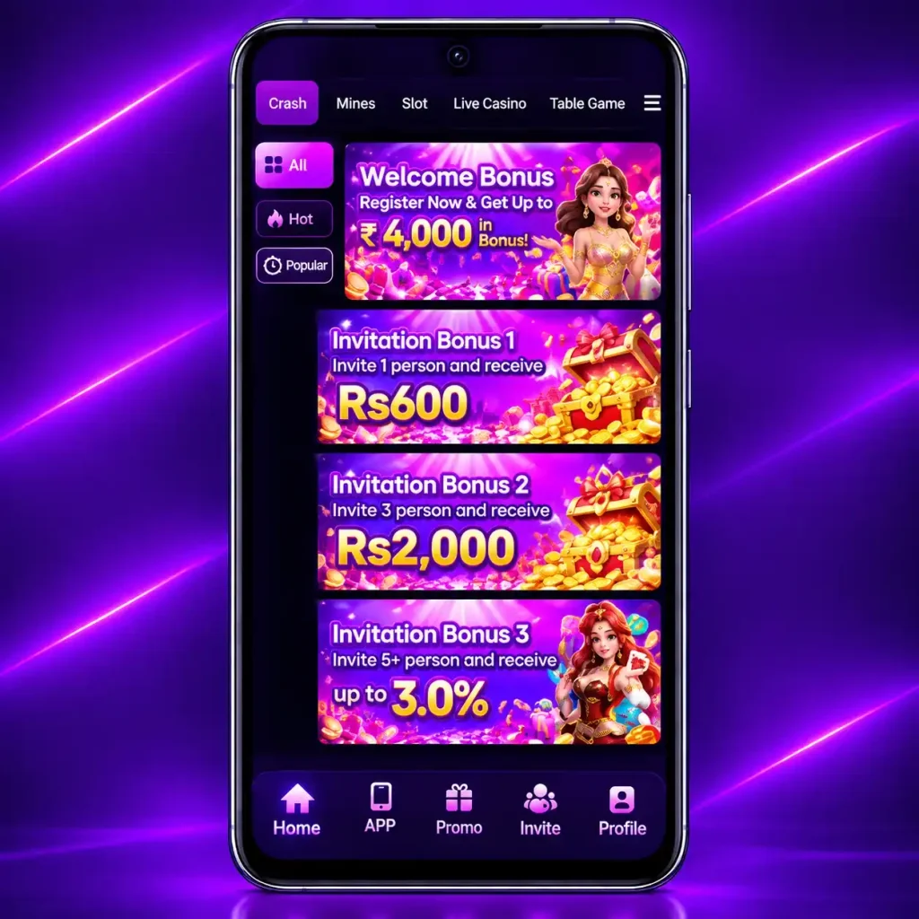 8555bet Game's promo page with purple neon background 