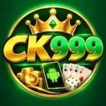 CK 999 Game logo with a gold crown, green-and-gold 3D lettering, Android phone, playing cards, dice, and gold coins on a dark green background.