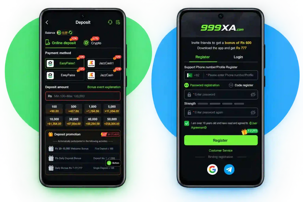 999XA Game Deposit and Register Page Banner